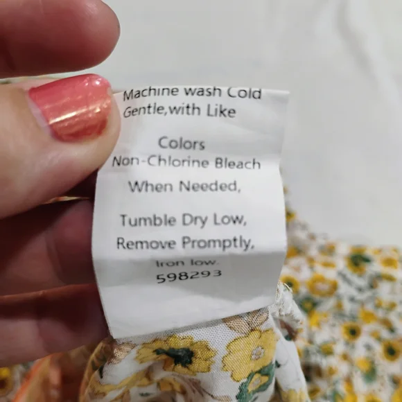 Boho Tie-Neck Floral Blouse in Orange and White - Picture 8 of 11